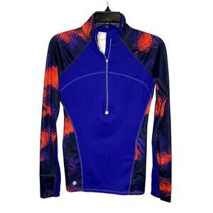 Athleta Womens Long Sleeve Quarter Zip Pullover Blue Red Black Size XS